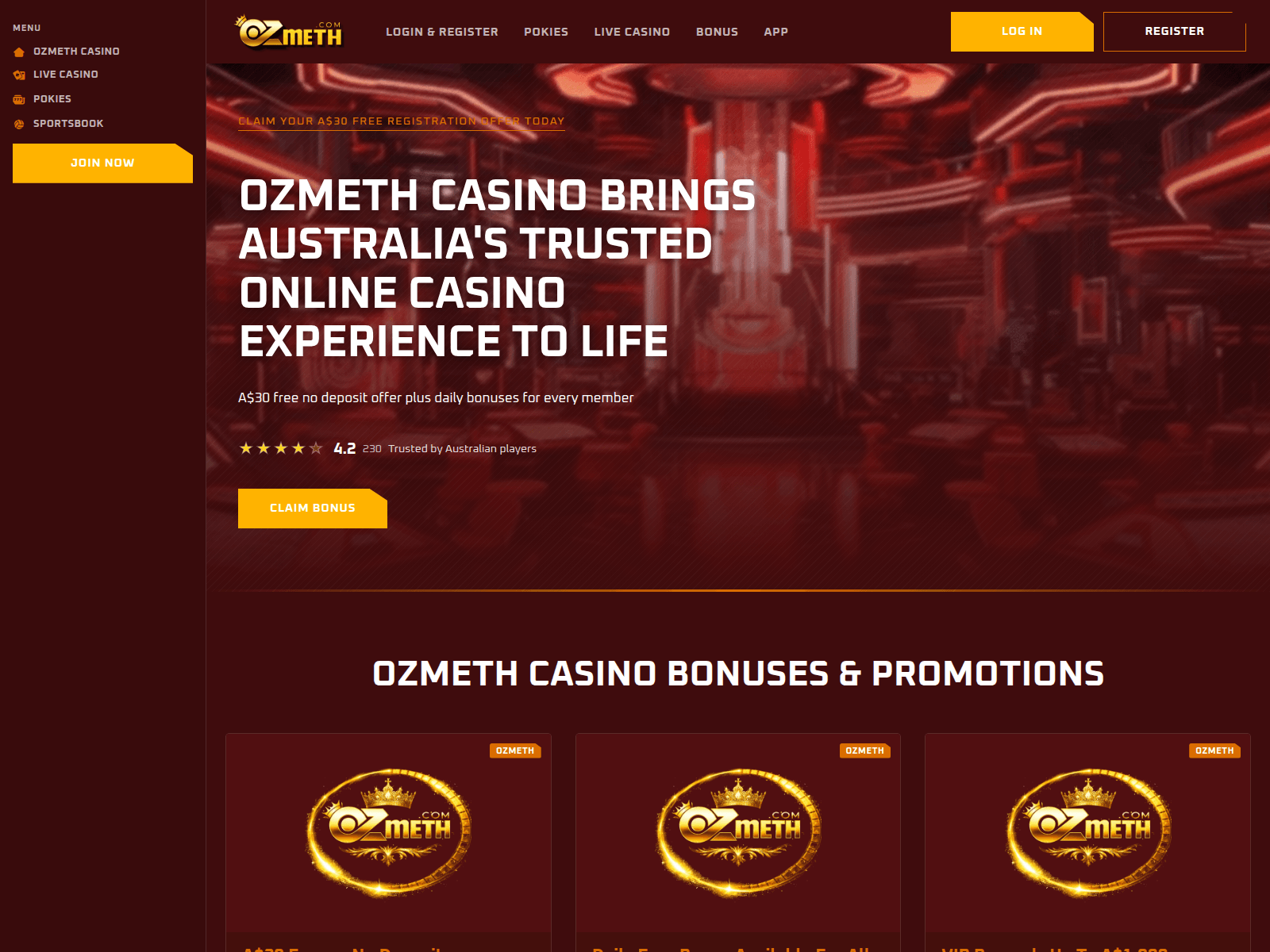 Screenshot of ozmethcasino.com