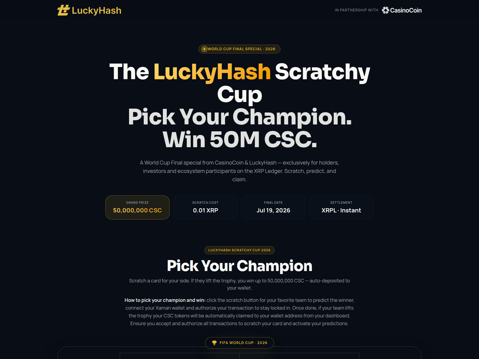 Screenshot of casinoluckyhashscratch.com