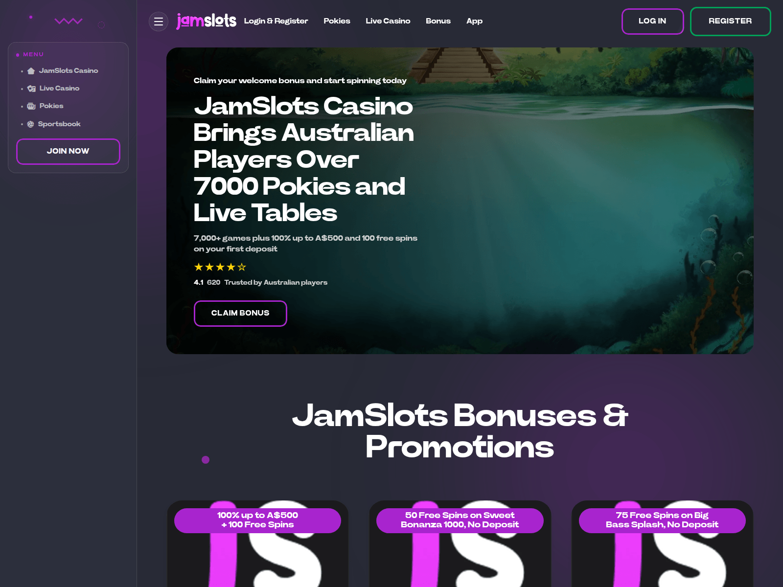 Screenshot of jamslots-casino.net