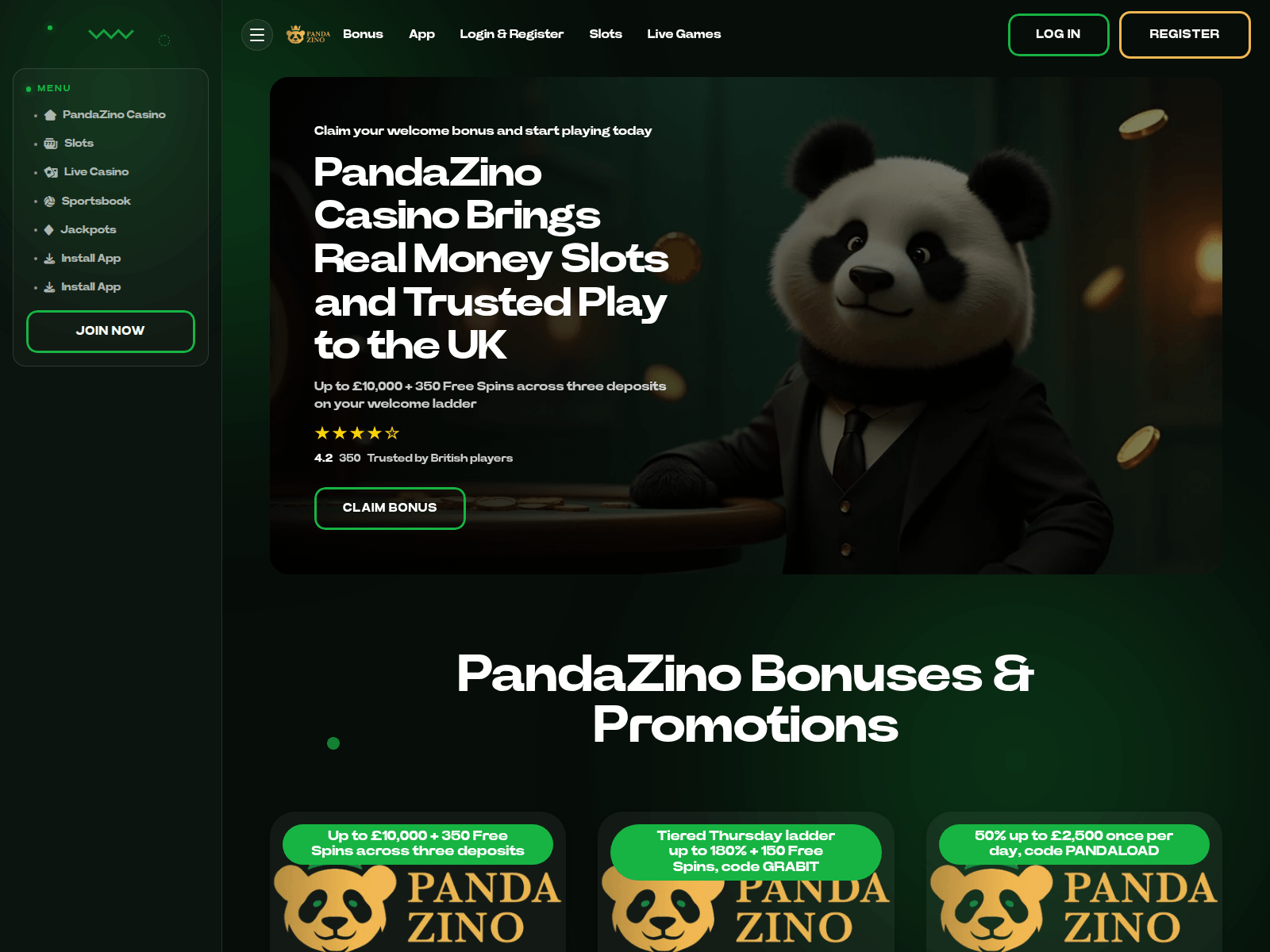 Screenshot of pandazino-casino.com