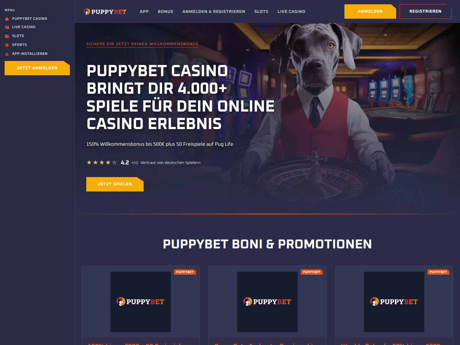 Screenshot of puppybet-de.com