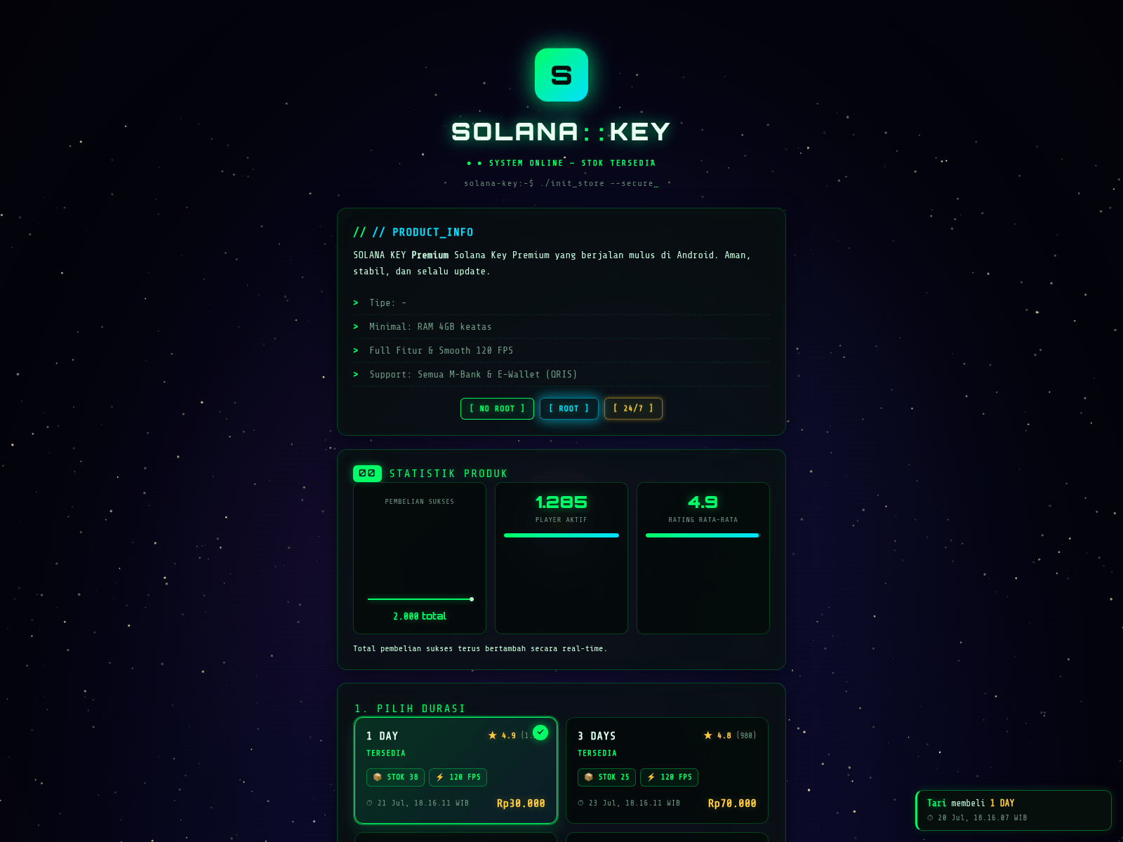Screenshot of solanakey.id
