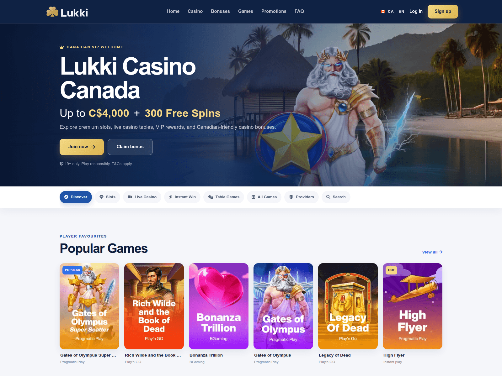 Screenshot of lukkicasinoscanada.com