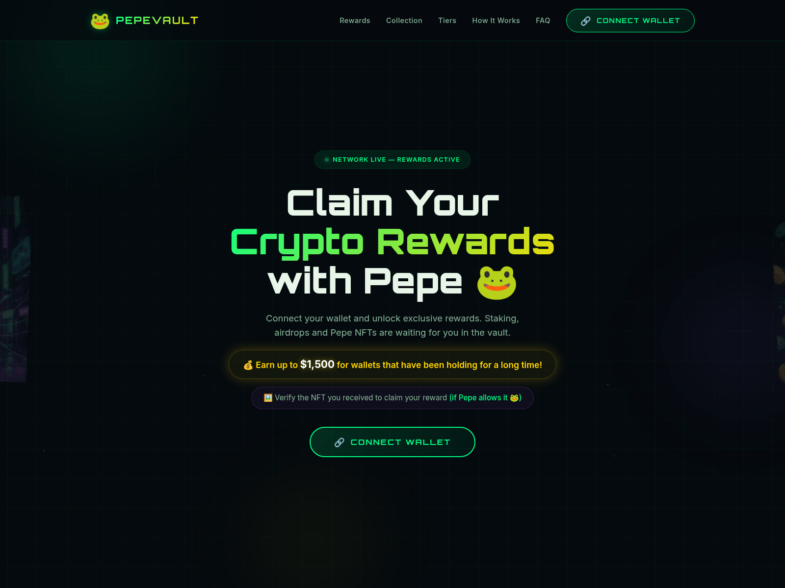 Screenshot of pepe-vault.xyz