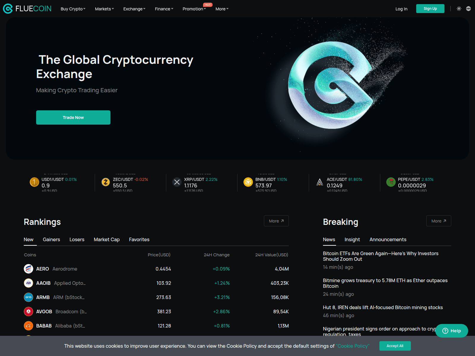 Screenshot of fluecoin.com