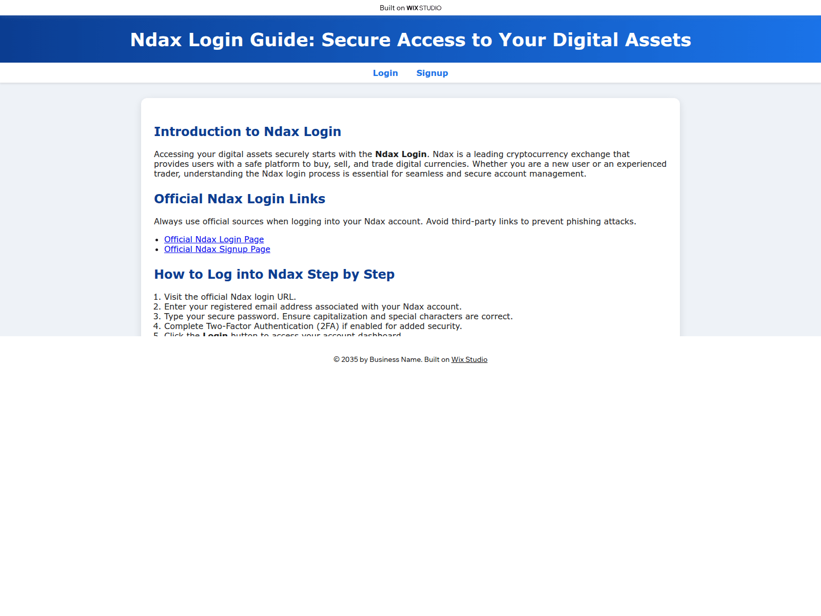 Screenshot of ndaxportal.wixstudio.com