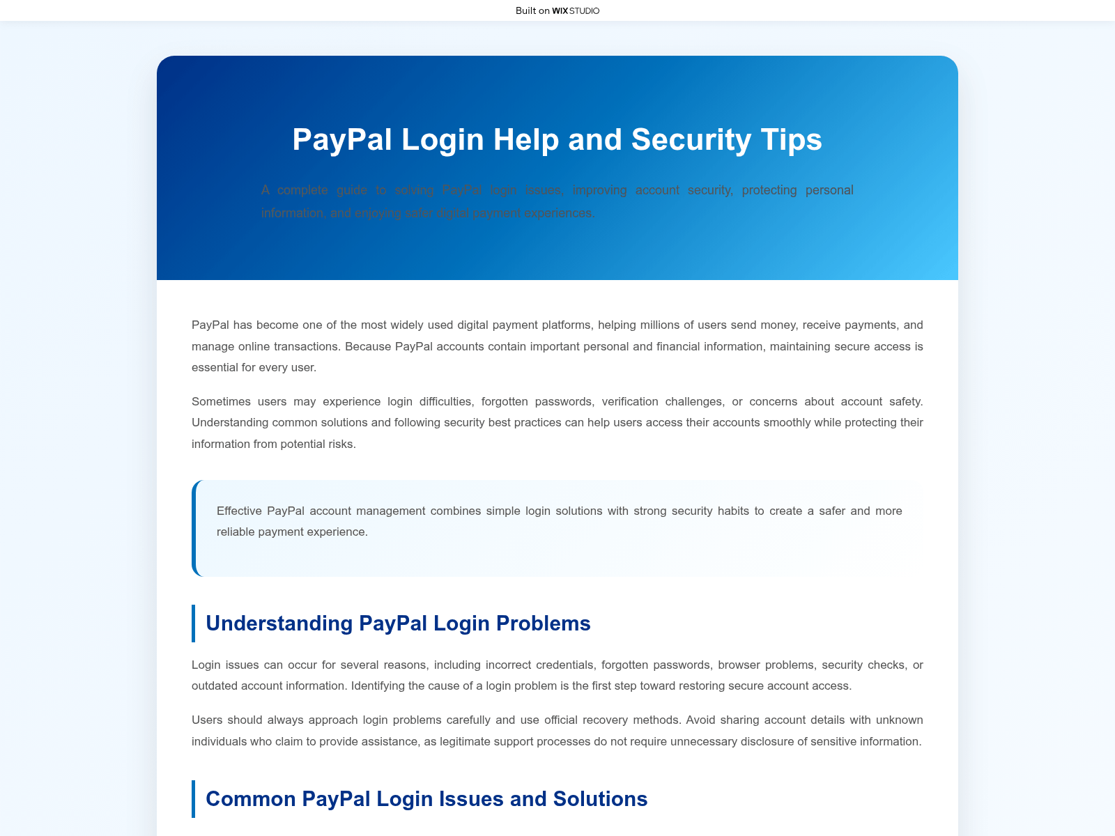 Screenshot of paypaloauth.wixstudio.com