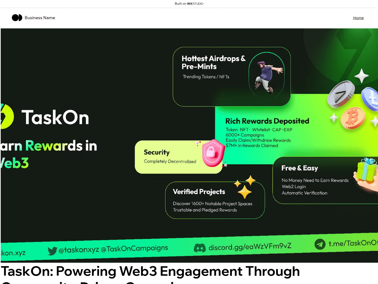 Screenshot of taskons.wixstudio.com