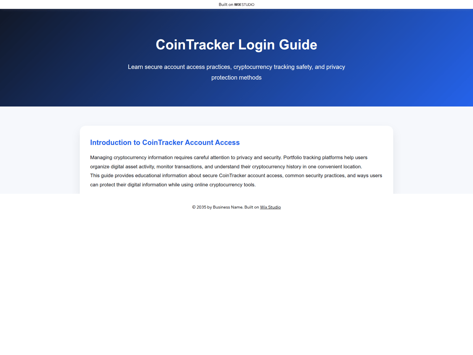 Screenshot of cointrrackre-apps.wixstudio.com