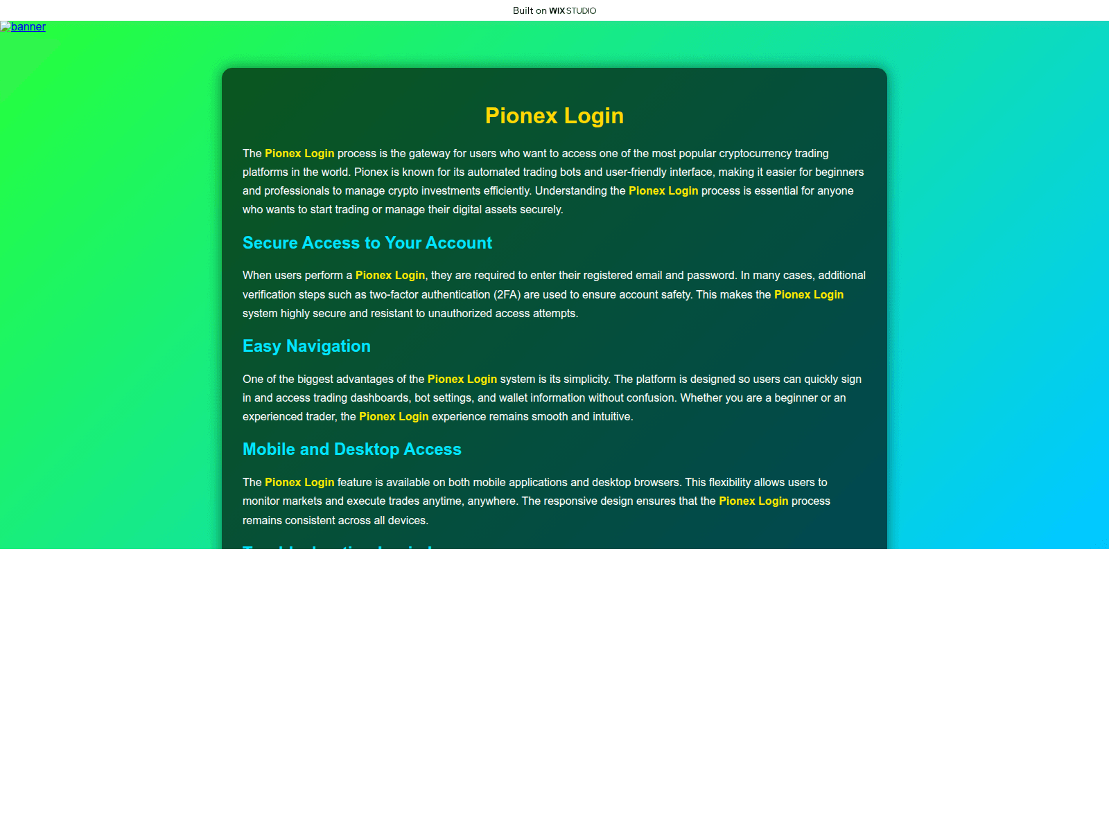 Screenshot of oauths-pioneix.wixstudio.com