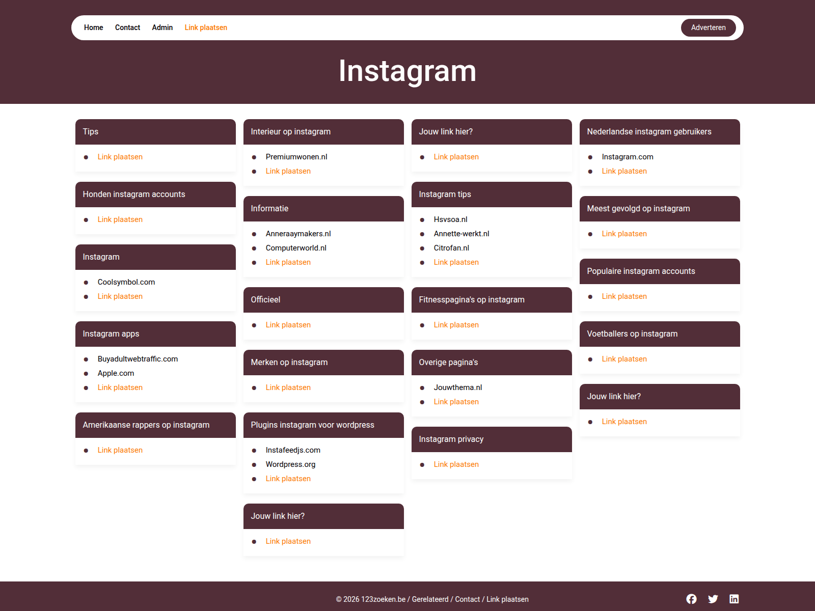 Screenshot of instagram.123zoeken.be