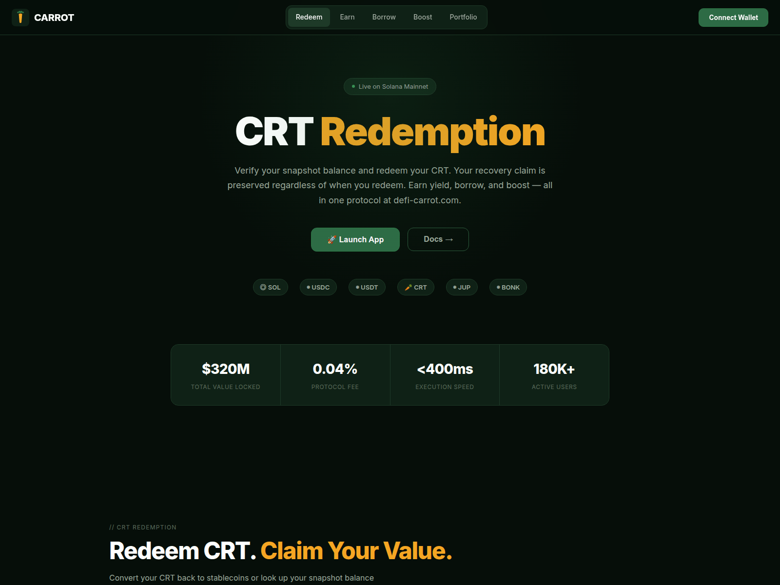 Screenshot of defi-carrot.com