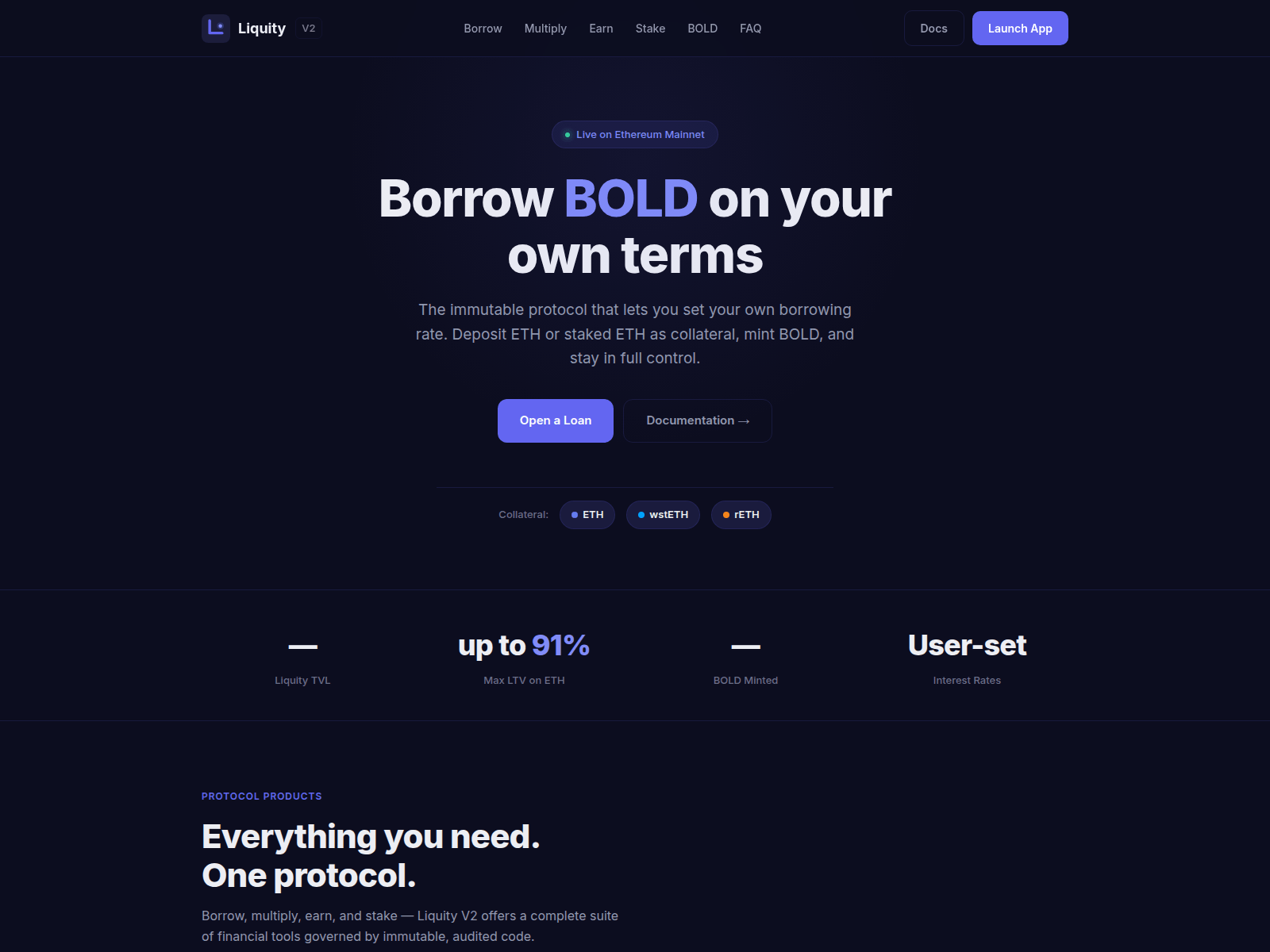 Screenshot of liquity-v2.com