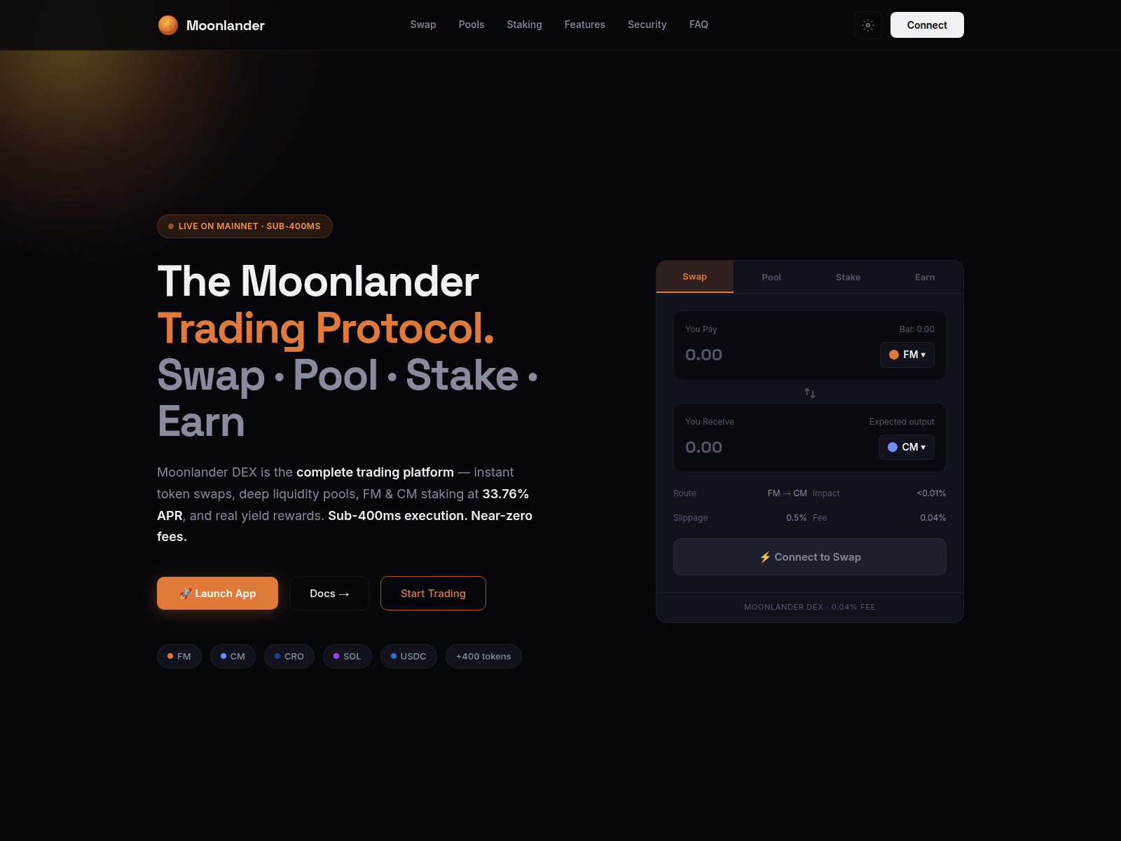 Screenshot of moonlander-dex.com
