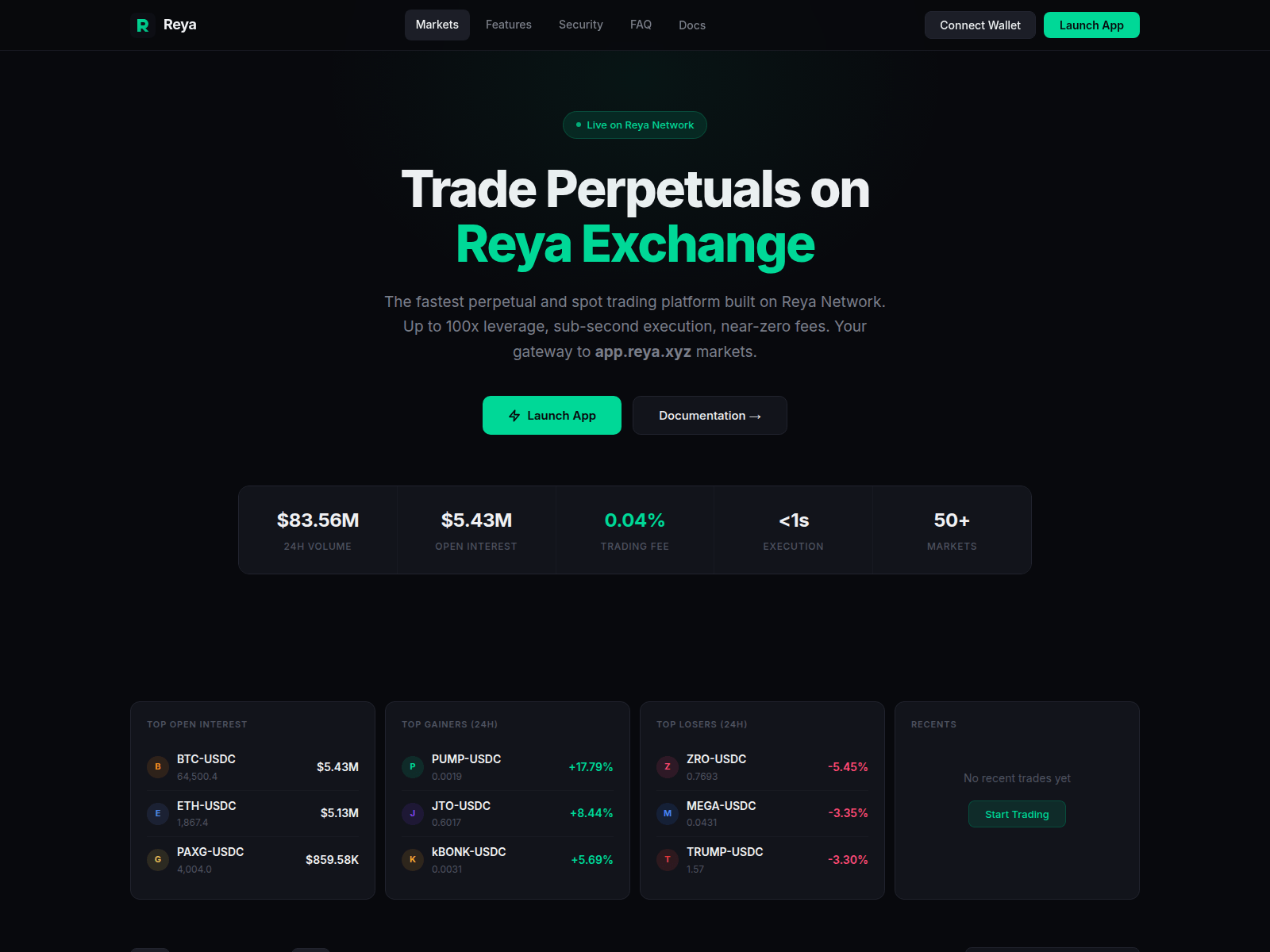 Screenshot of reya-exchange.com