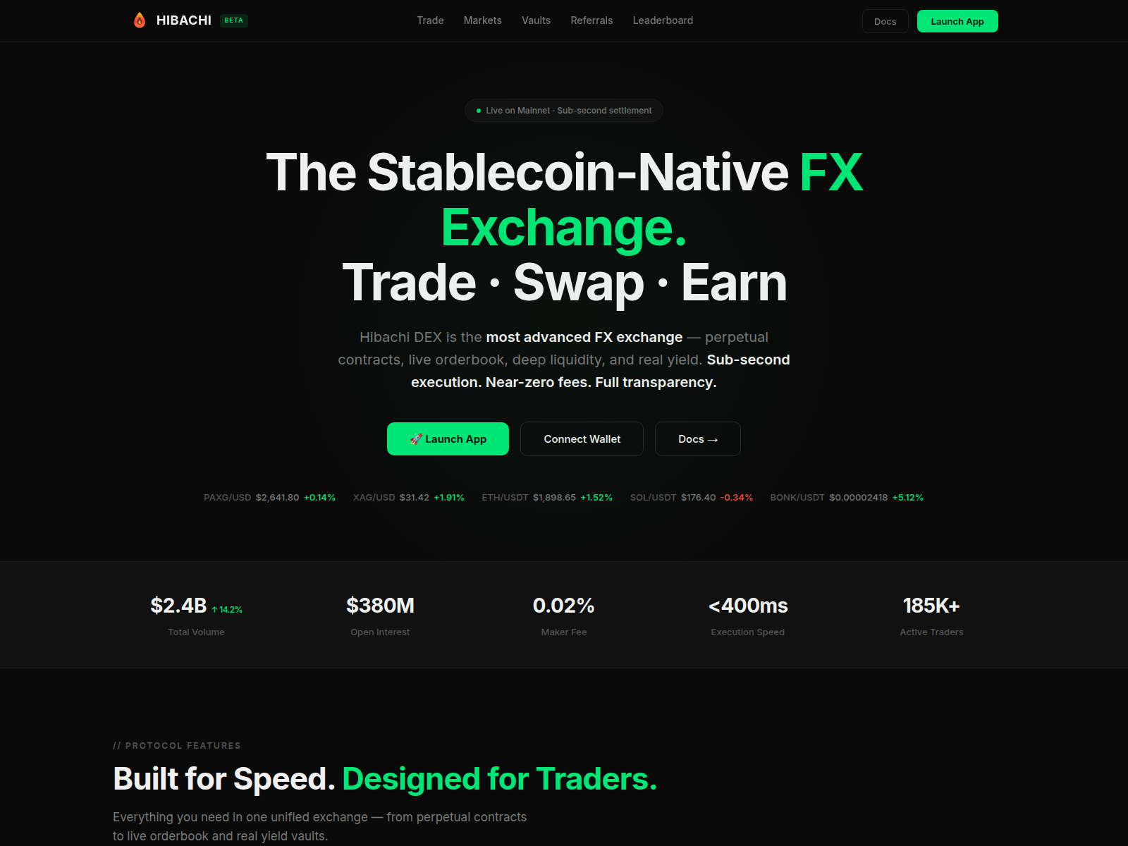 Screenshot of hibachi-dex.com