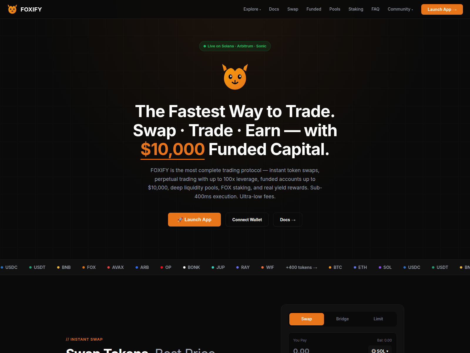 Screenshot of foxify-dex.com