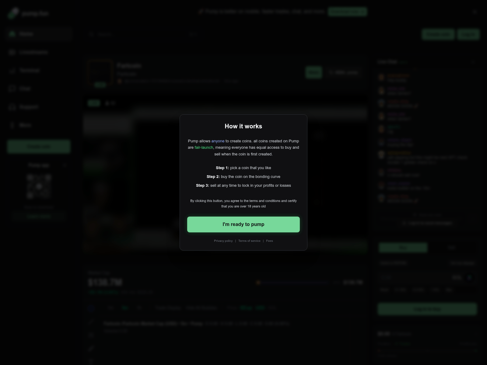 Screenshot of pumprate.fun