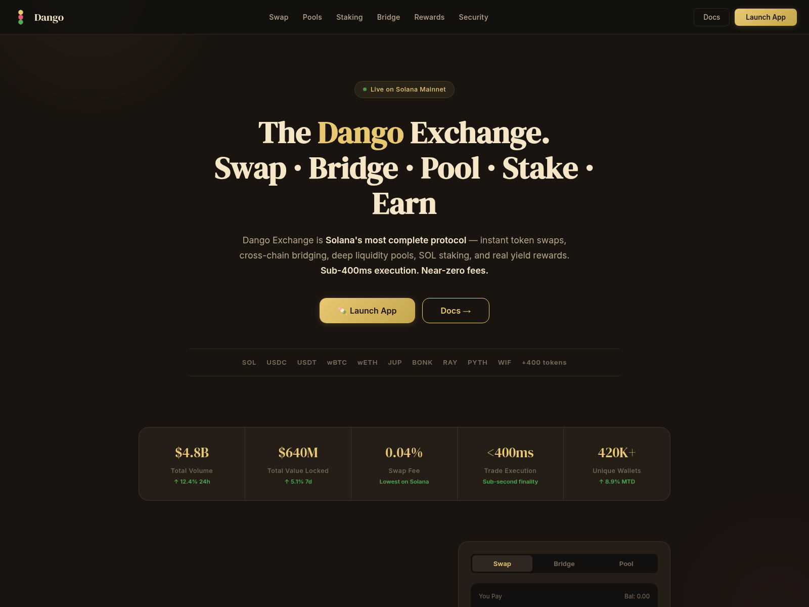 Screenshot of dango-exchange.com