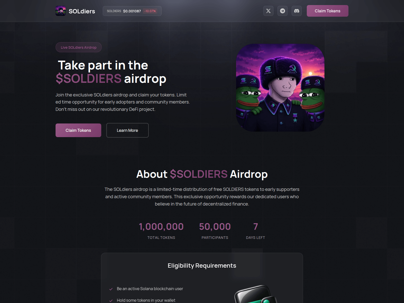 Screenshot of soldiers.solcoin.info