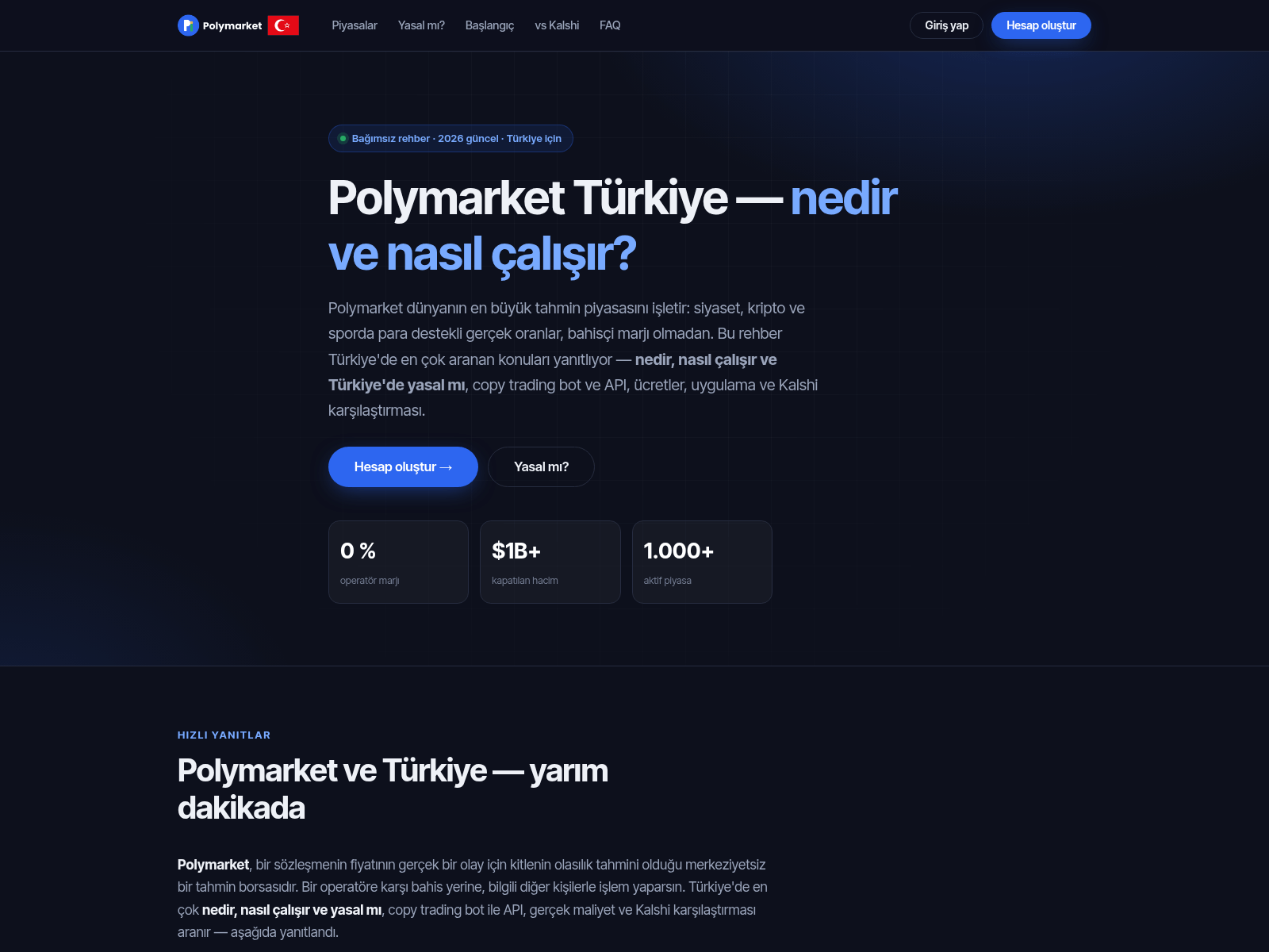 Screenshot of polymarket.tr