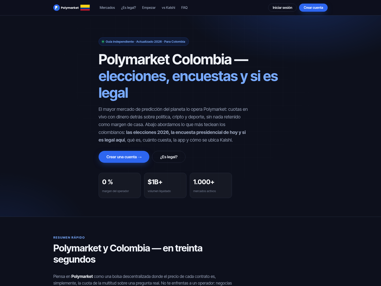 Screenshot of polymarketcolombia.co