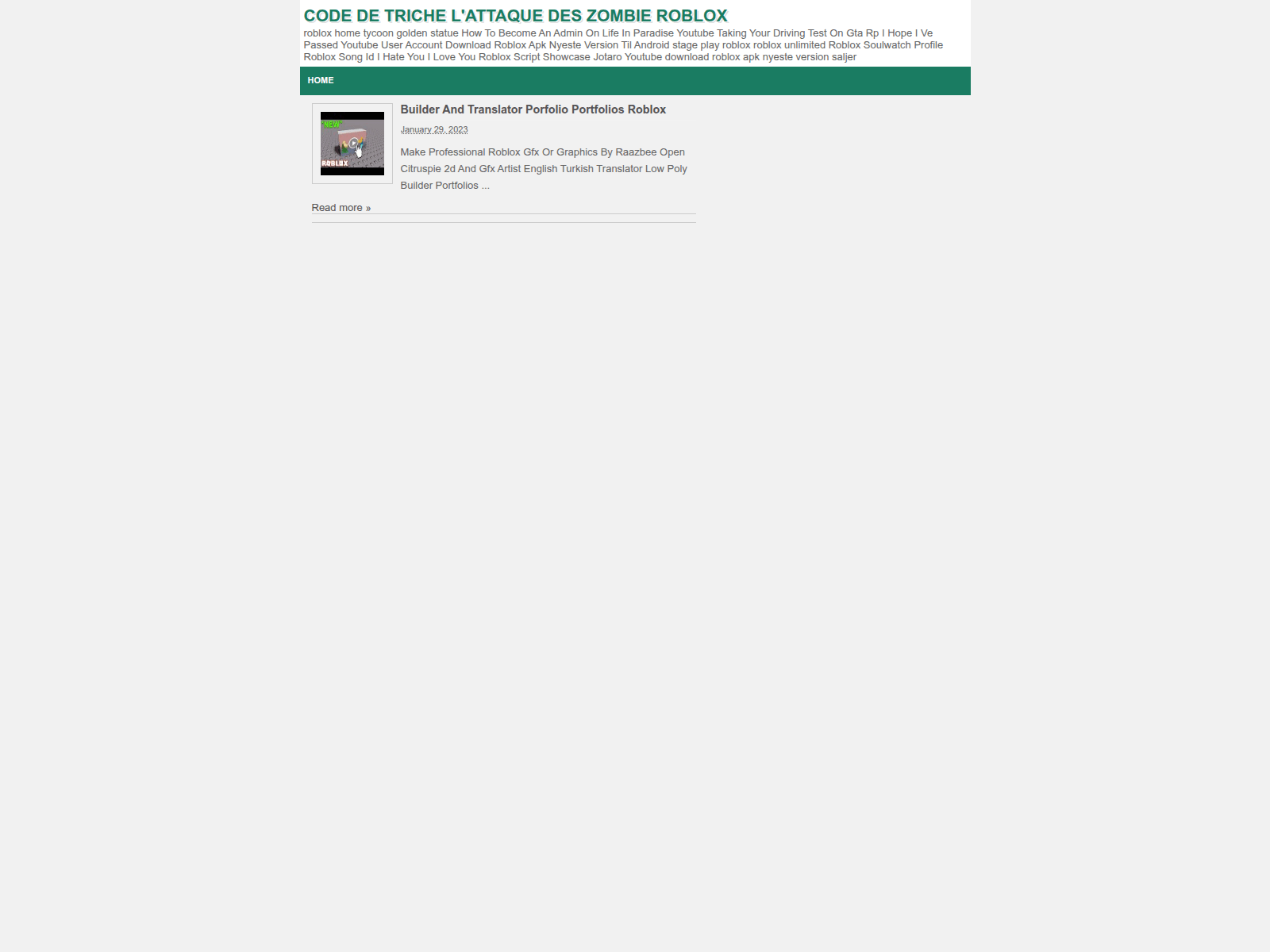 Screenshot of codedetrichelattaquedeszombieroblox.blogspot.com