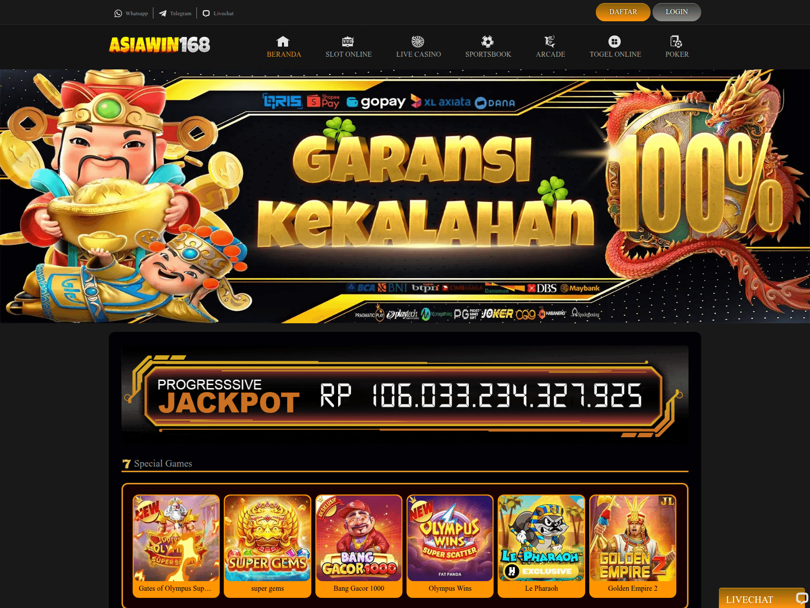 Screenshot of asiawin168slot.com