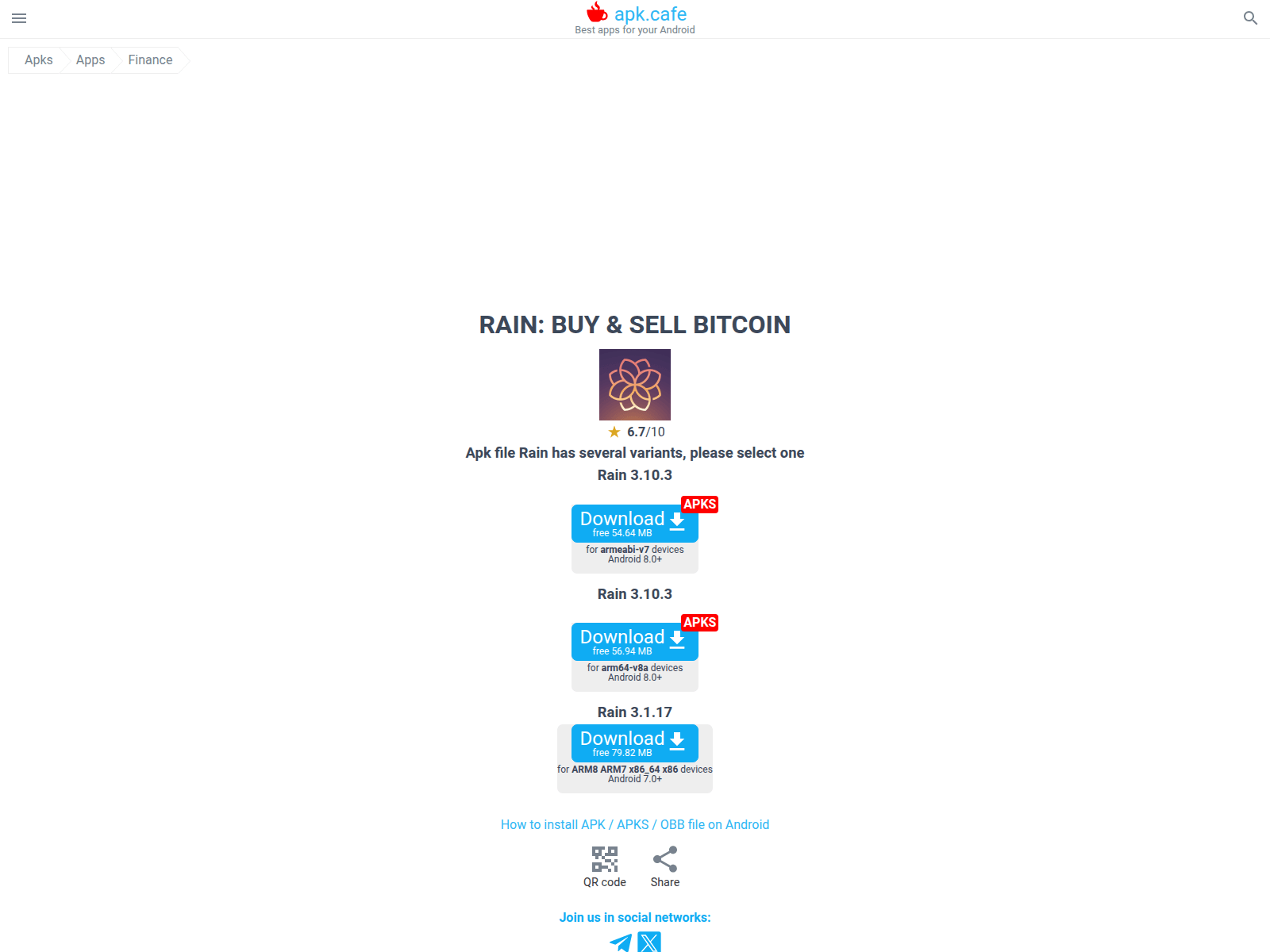 Screenshot of rain-buy-and-sell-bitcoin.apk.cafe