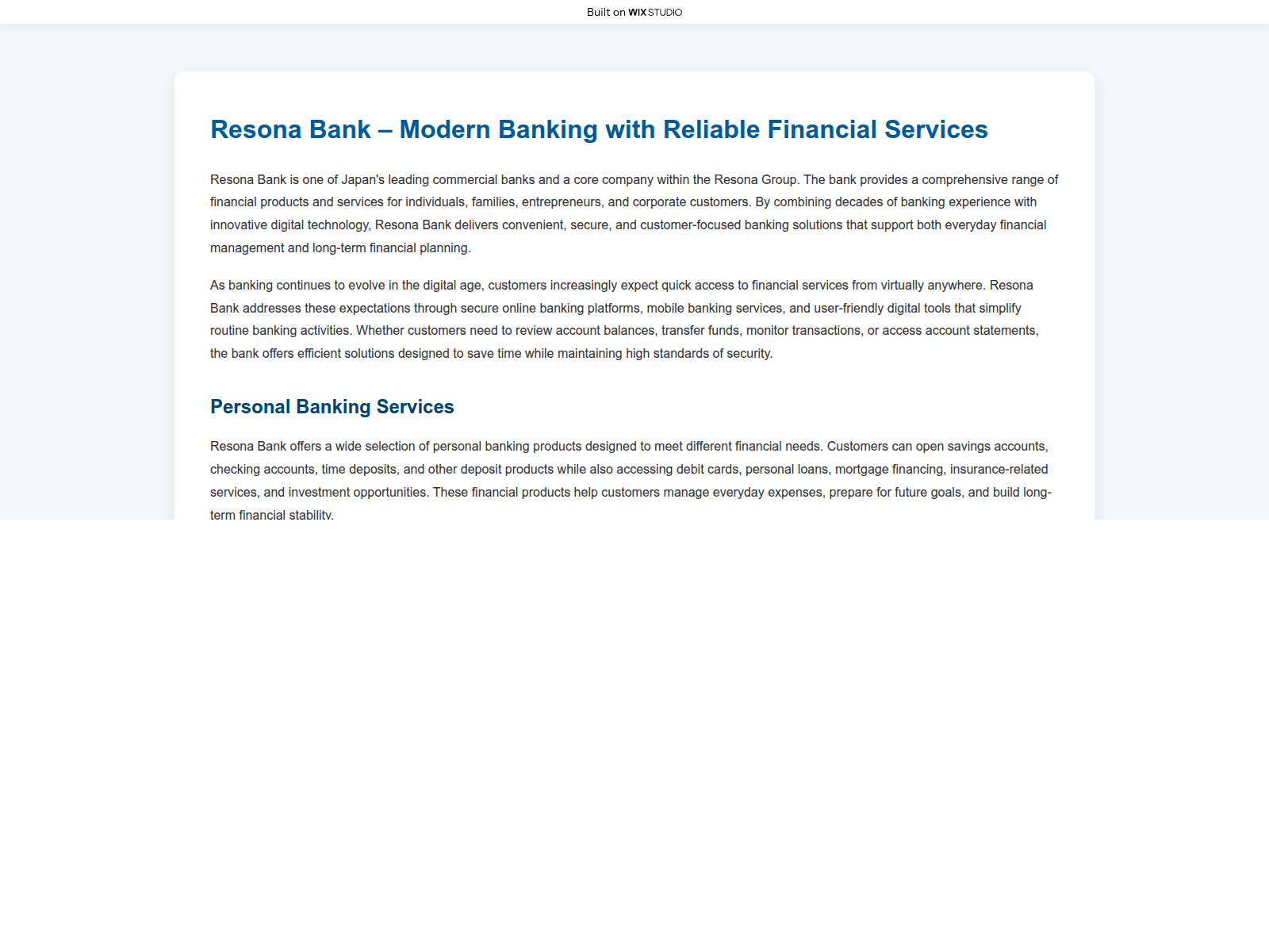 Screenshot of resonabank-co.wixstudio.com