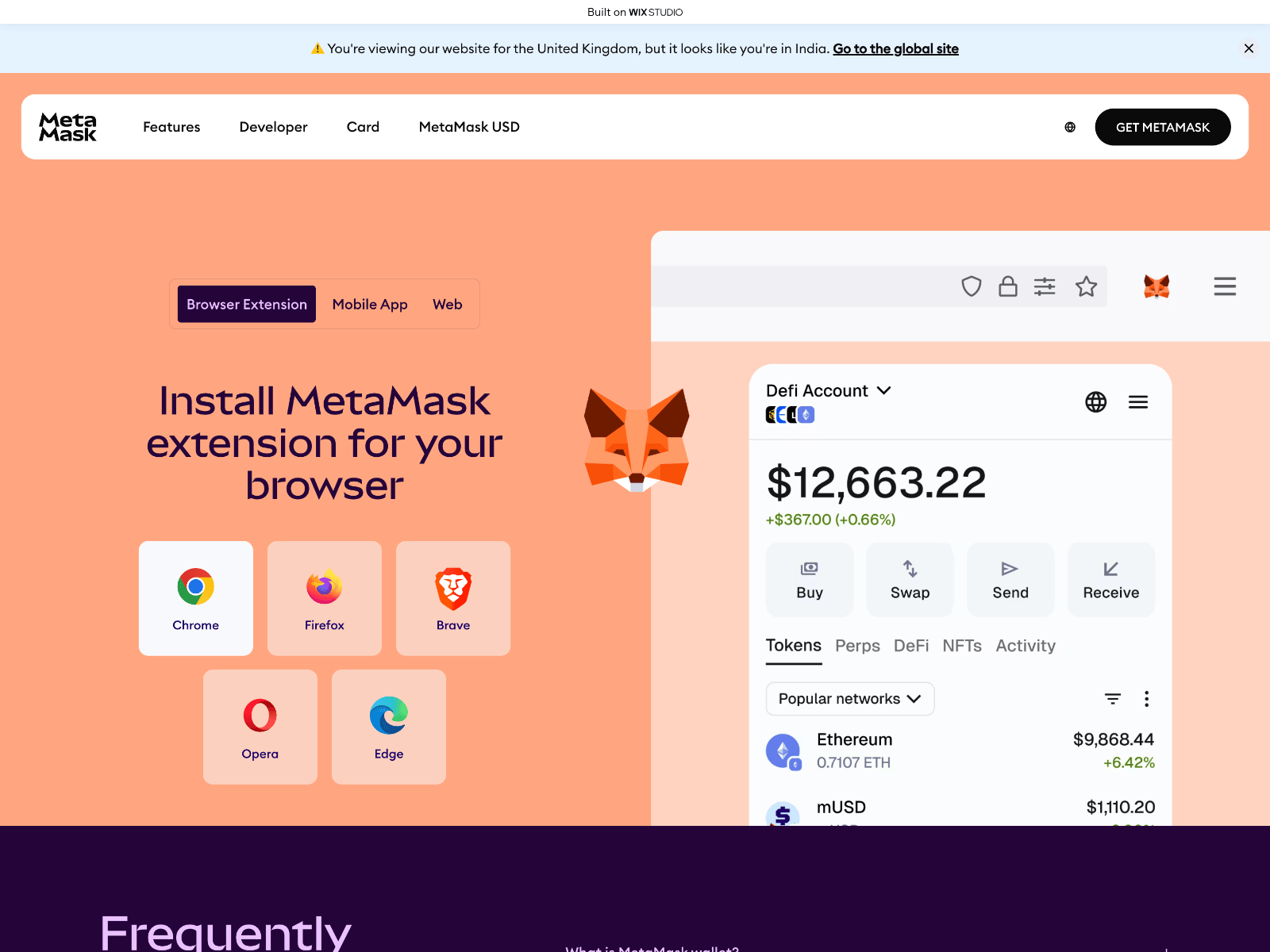 Screenshot of metamaskchromeweb.wixstudio.com