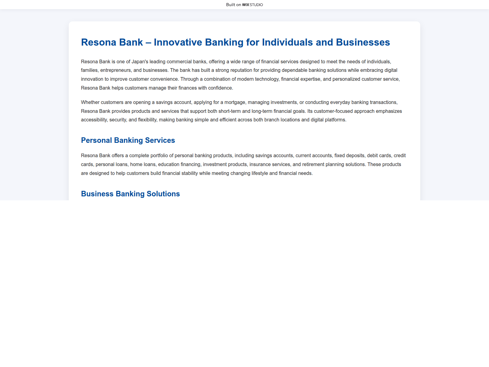 Screenshot of new-resonabank.wixstudio.com