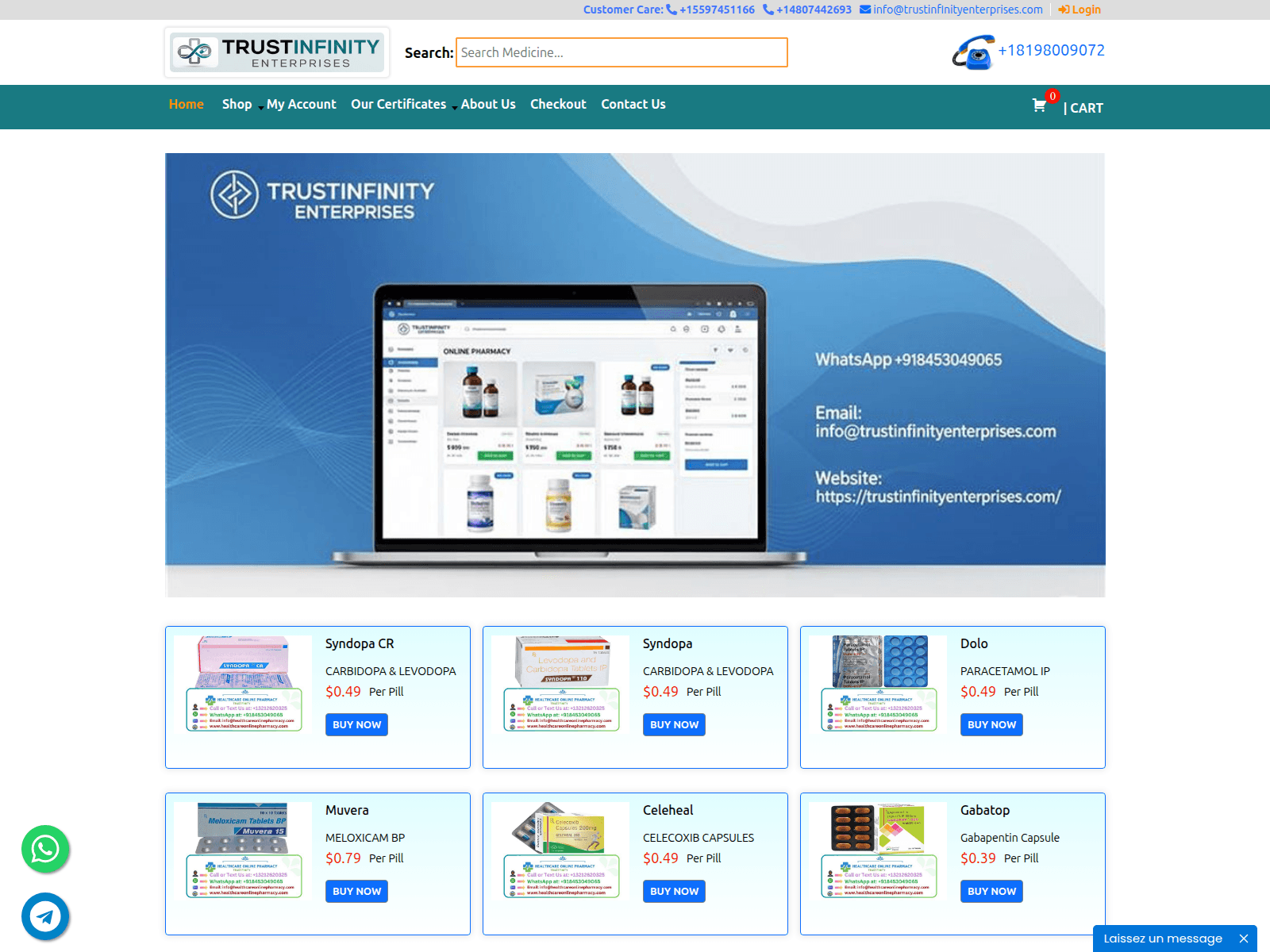 Screenshot of trustinfinityenterprises.com
