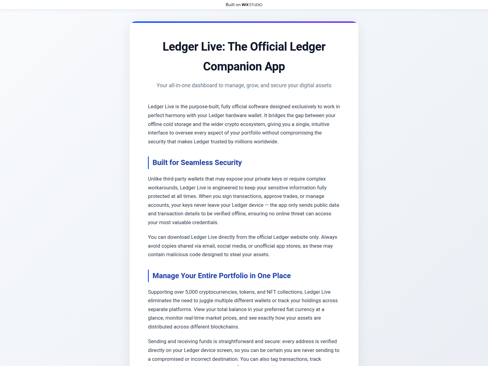 Screenshot of home-ledgepage.wixstudio.com