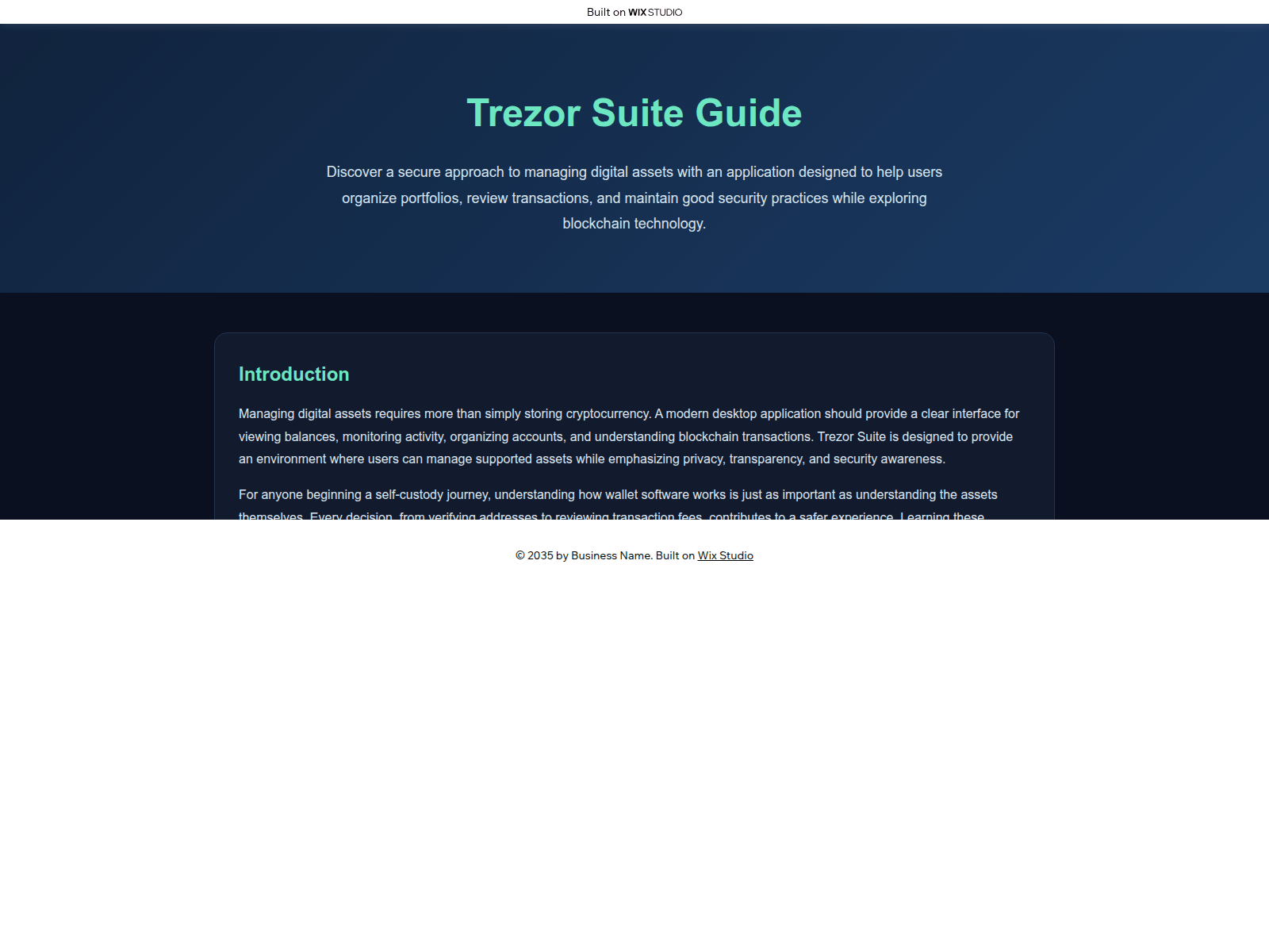 Screenshot of appssuites-trezoe.wixstudio.com