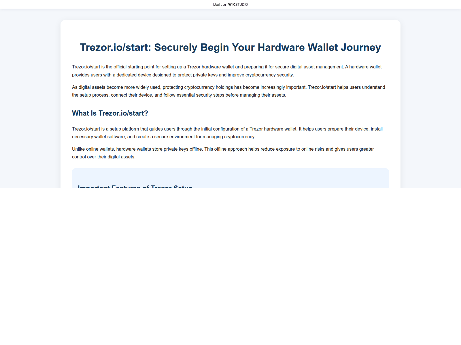 Screenshot of begin-trezo-statio.wixstudio.com