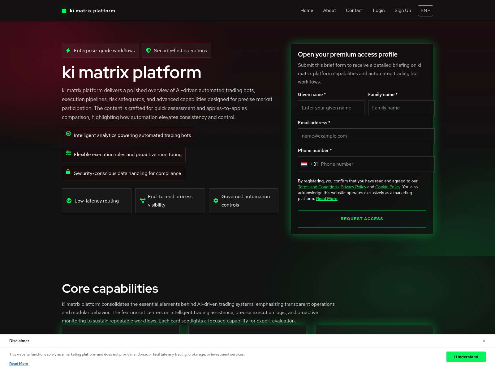 Screenshot of kimatrixplatform.digital