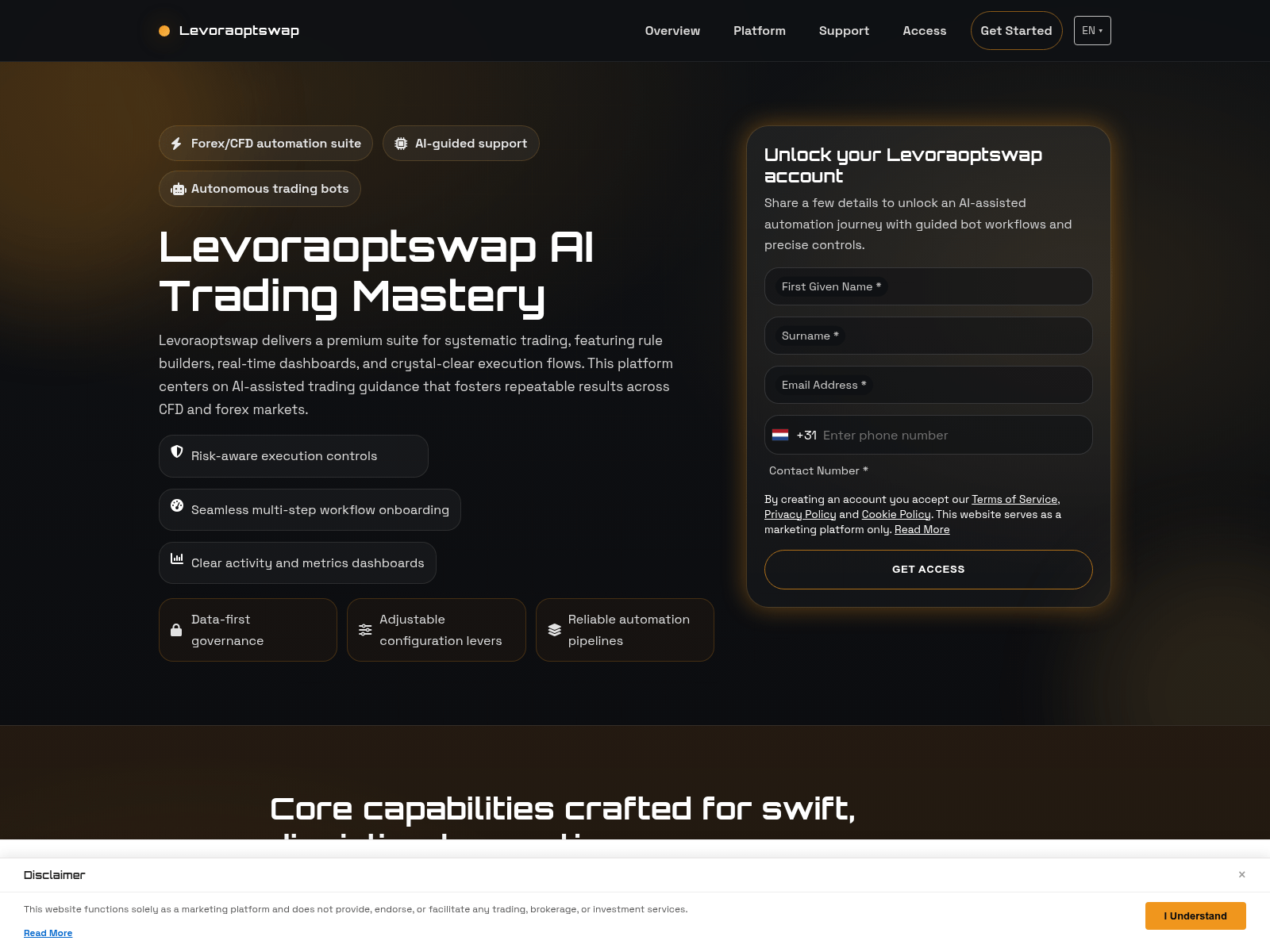 Screenshot of levoraoptswaptech.com