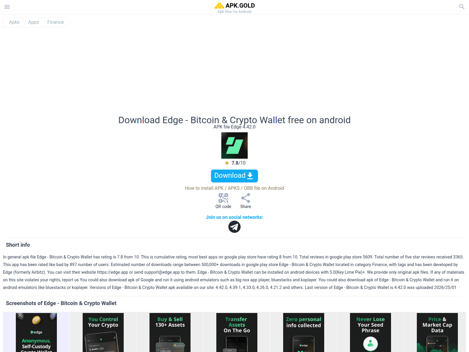 Screenshot of edge-bitcoin-and-crypto-wallet.apk.gold