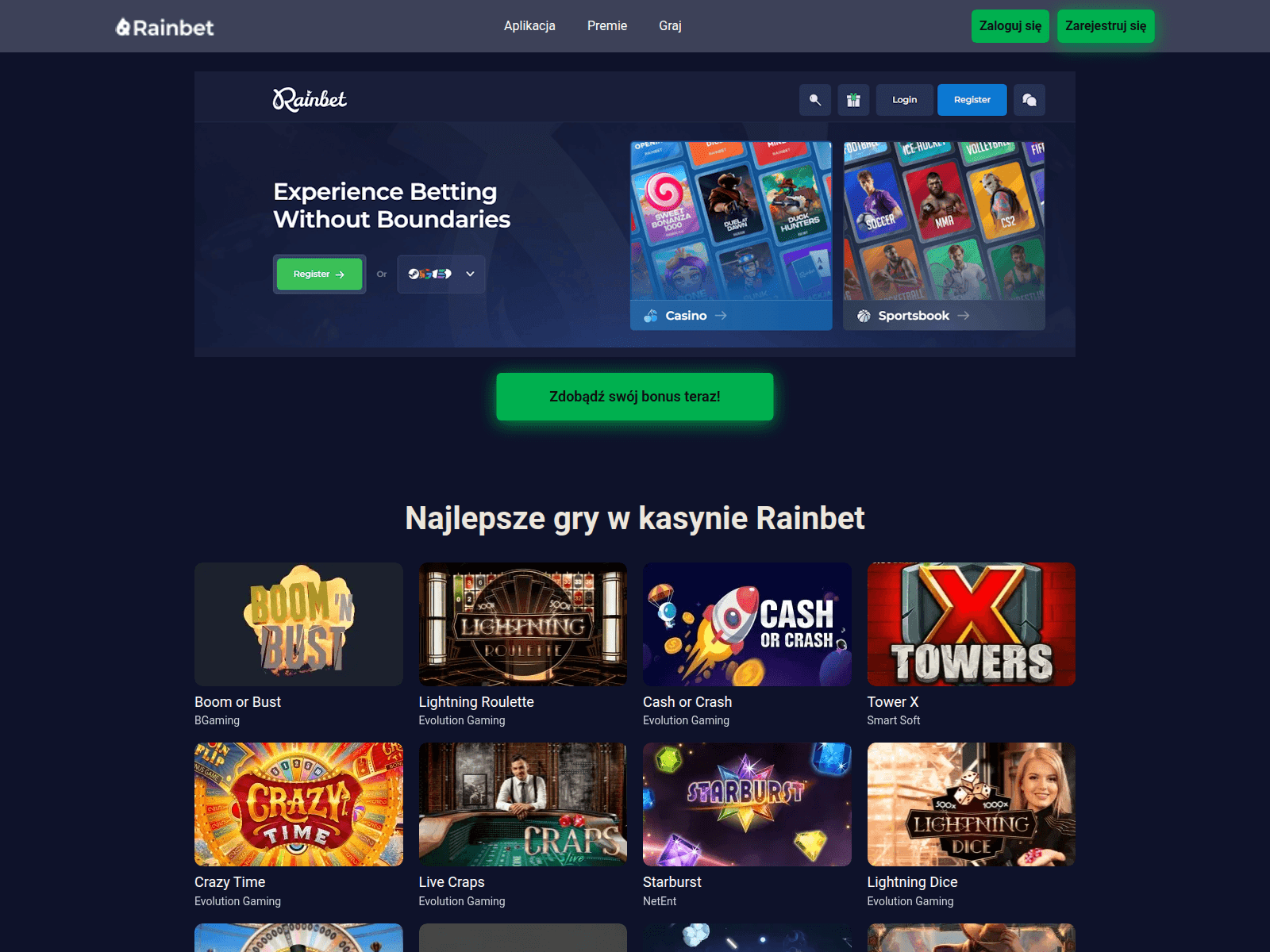 Screenshot of rainbet-poland.pl