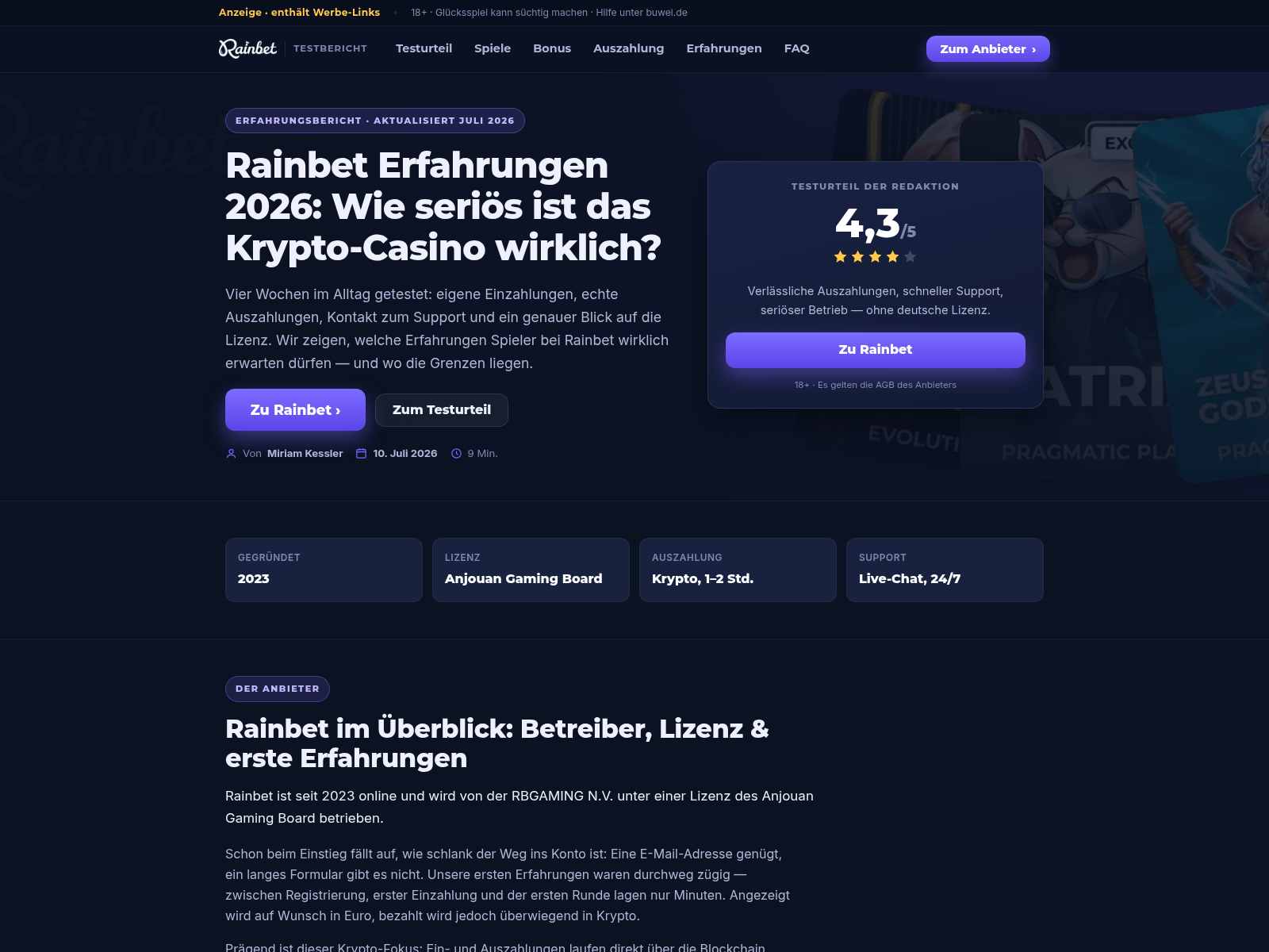 Screenshot of rainbet-deutschland.de