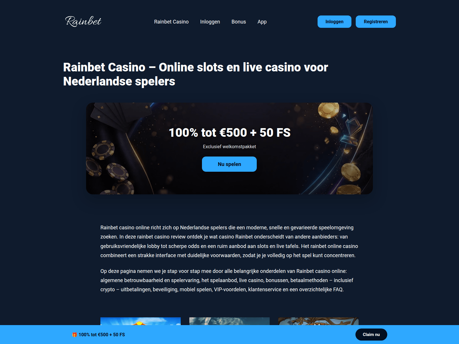 Screenshot of rainbet-holland.nl