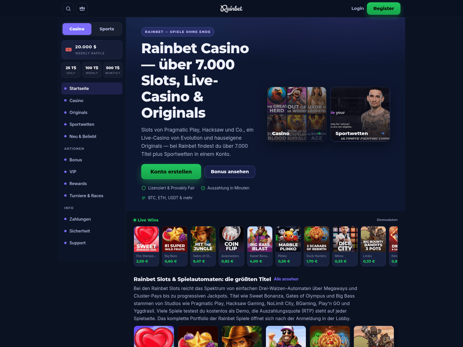 Screenshot of rainbet-official.de
