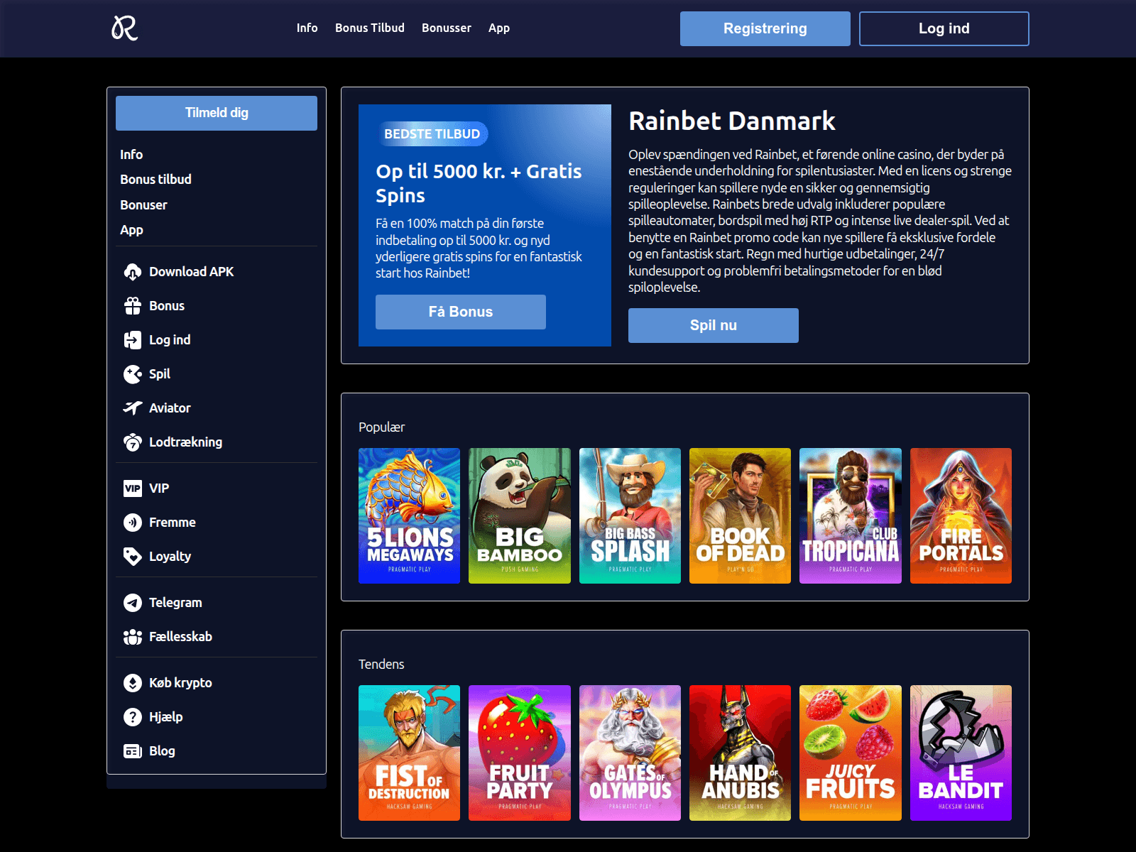 Screenshot of rainbetdanmark.com