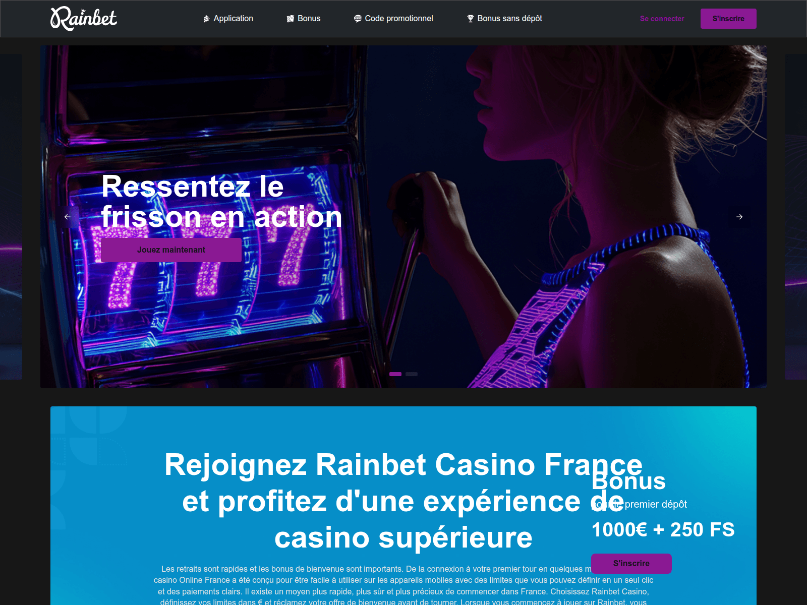 Screenshot of rainbetcasino-fr.fr