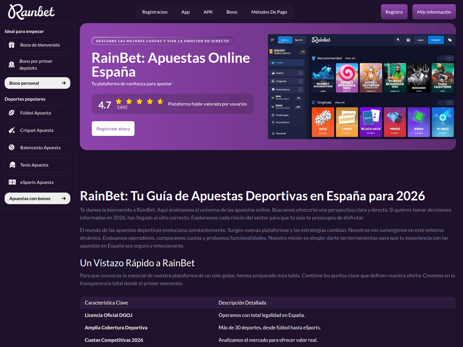 Screenshot of rainbet-online-apuestas.com