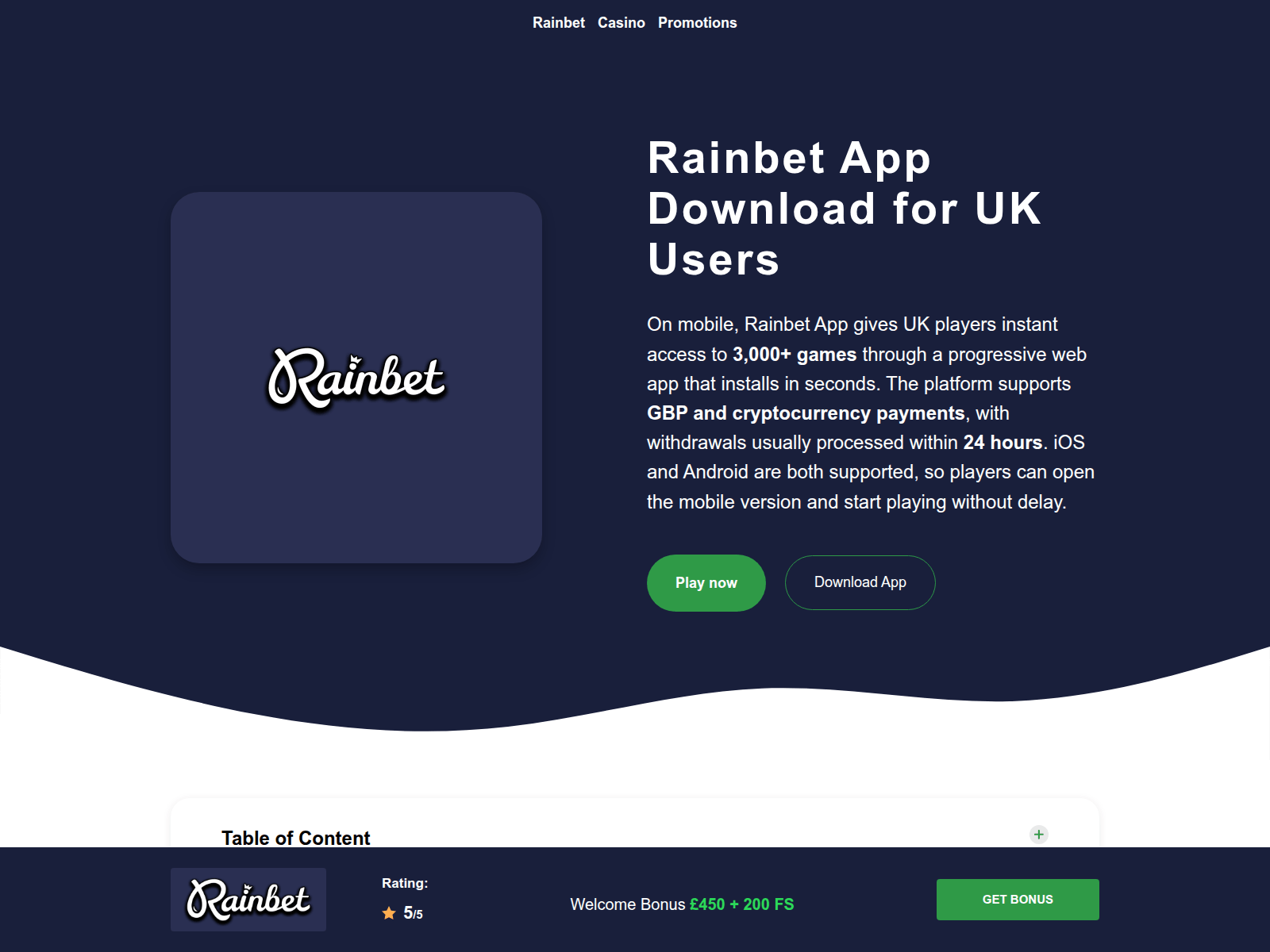 Screenshot of rainbetapp.org.uk