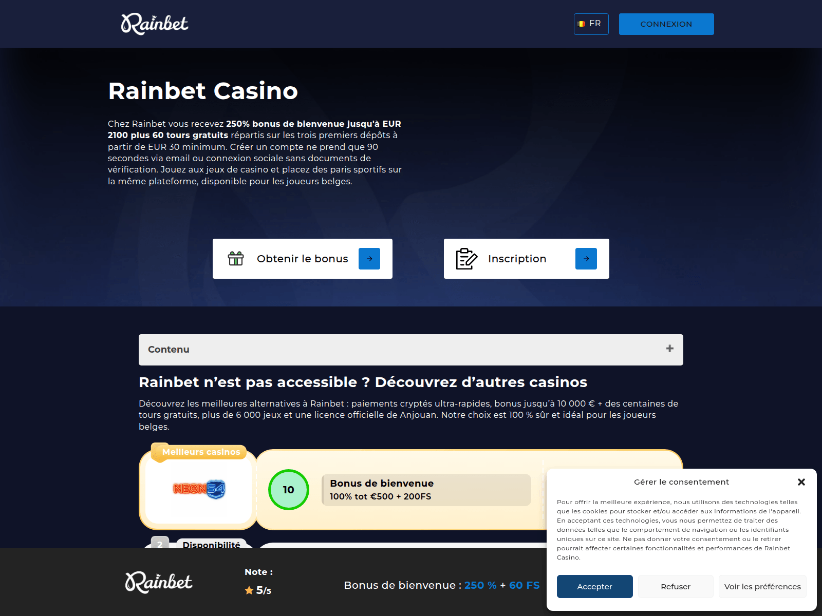 Screenshot of rainbetslive.com