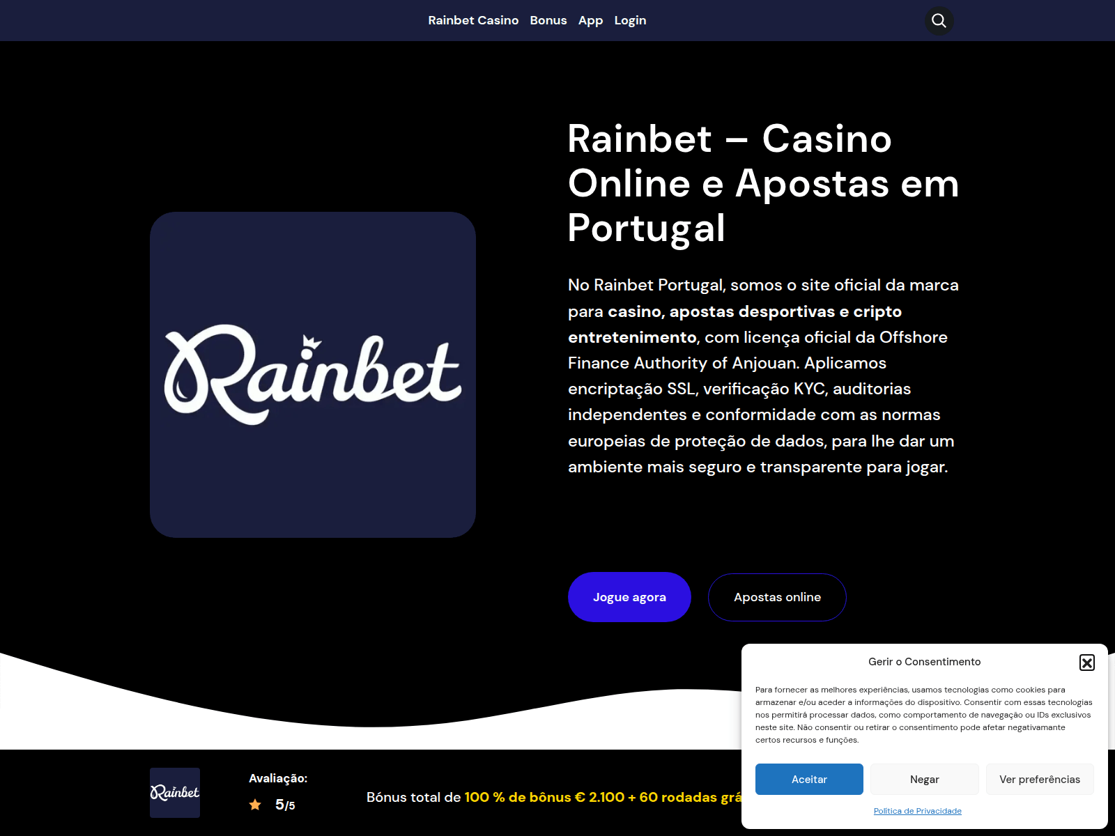 Screenshot of rainbet-portugal.com