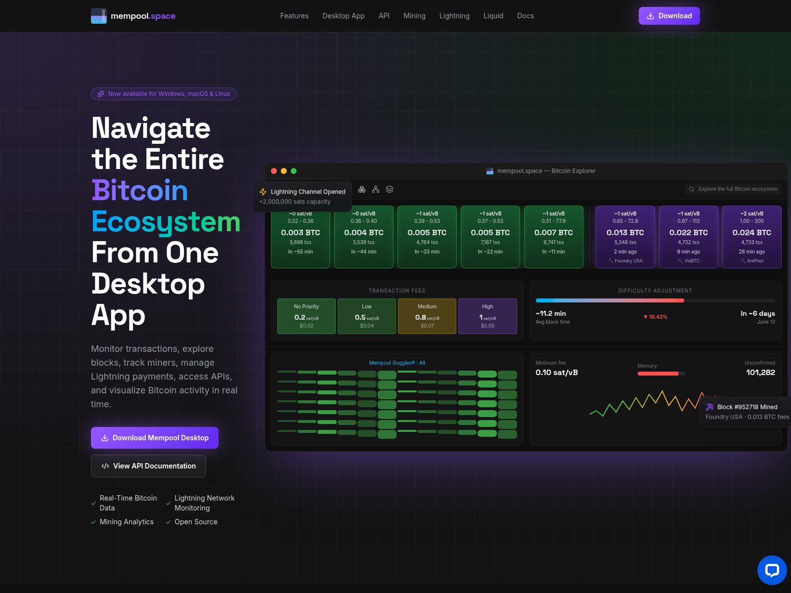Screenshot of mempooldesktop.com
